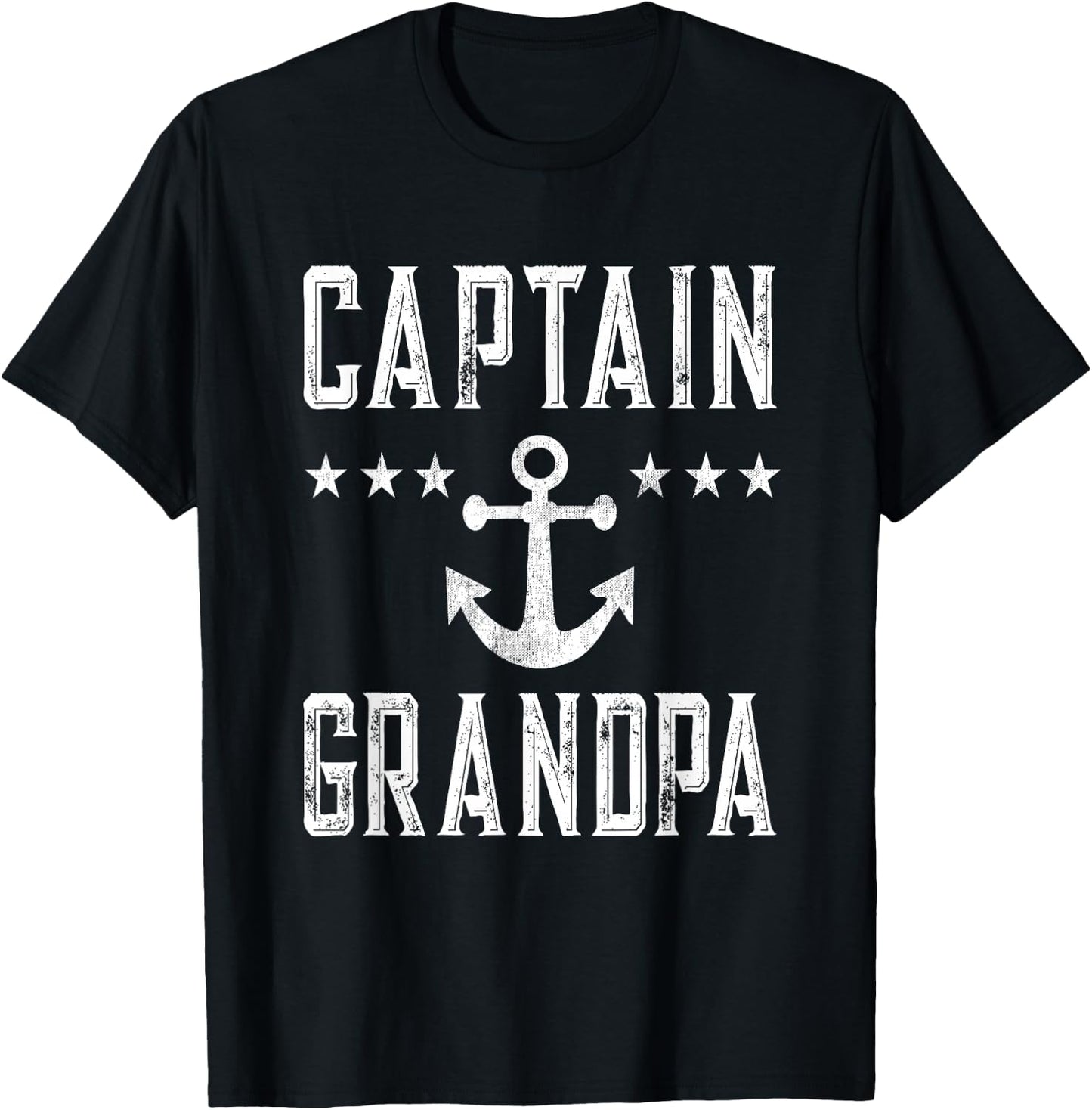 Personalized Captain Grandpa Boating Boat Owner Art T-Shirt - T-Shirt | Black
