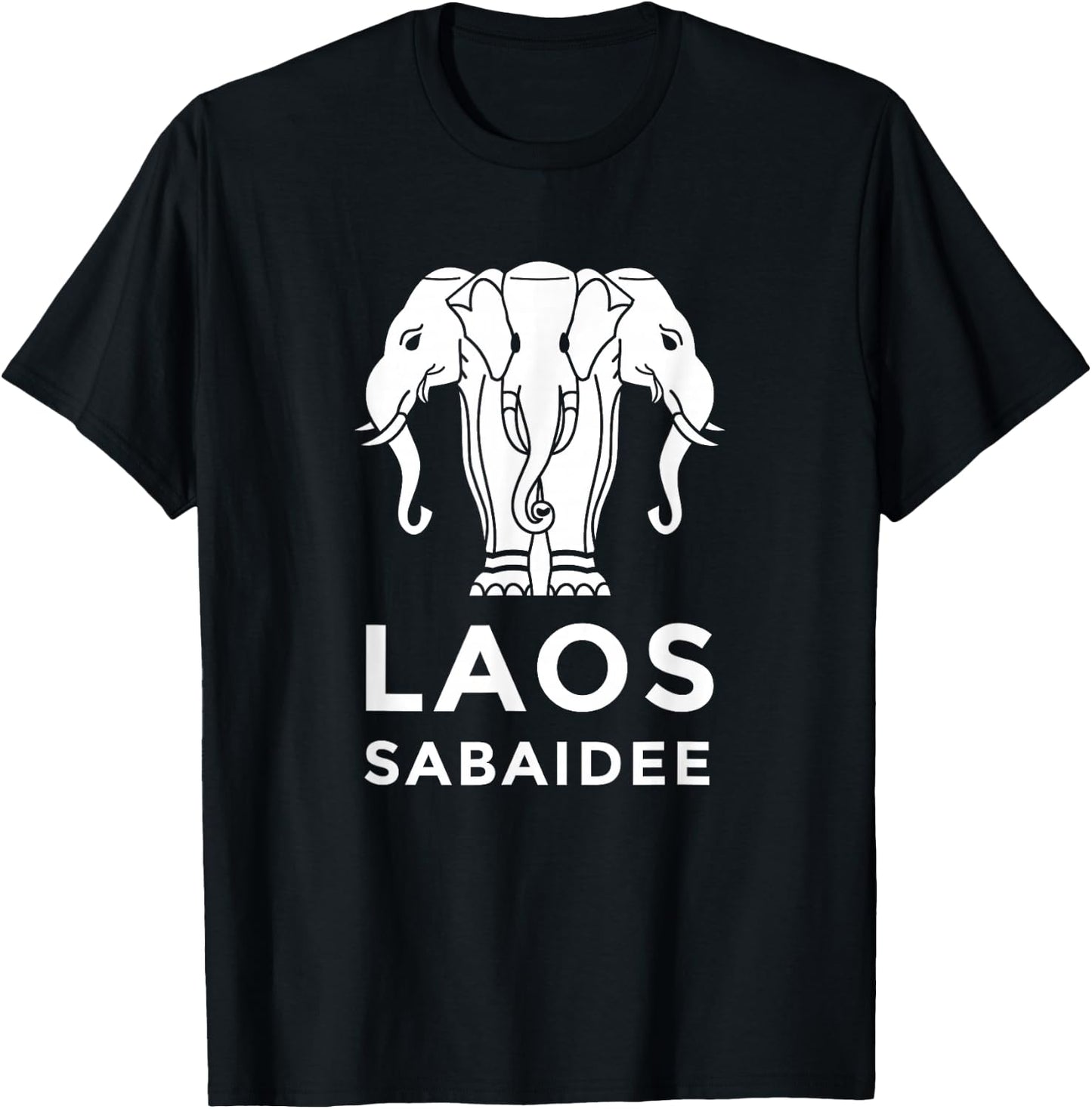 Laos Erawan 3 Headed Elephant Funny Laotian Gift T-Shirt - T-Shirt | Black