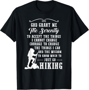 Gifts for hikers serenity prayer hiking t shirt T-Shirt - T-Shirt | Black