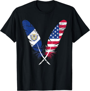 Half American Half Salvadorian USA Flag El Salvador America T-Shirt - T-Shirt | Black