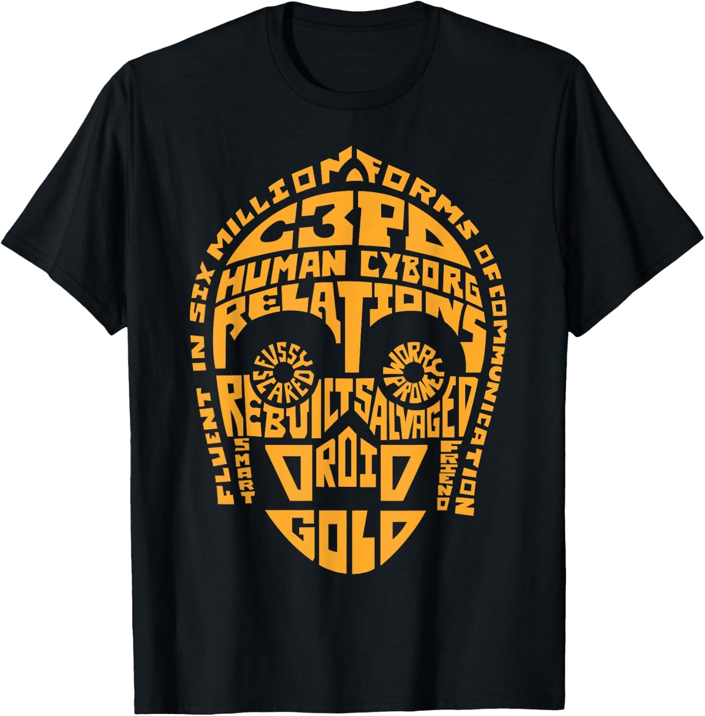 Star Wars C3PO Human Cyborg Word Relations T-Shirt - T-Shirt | Black