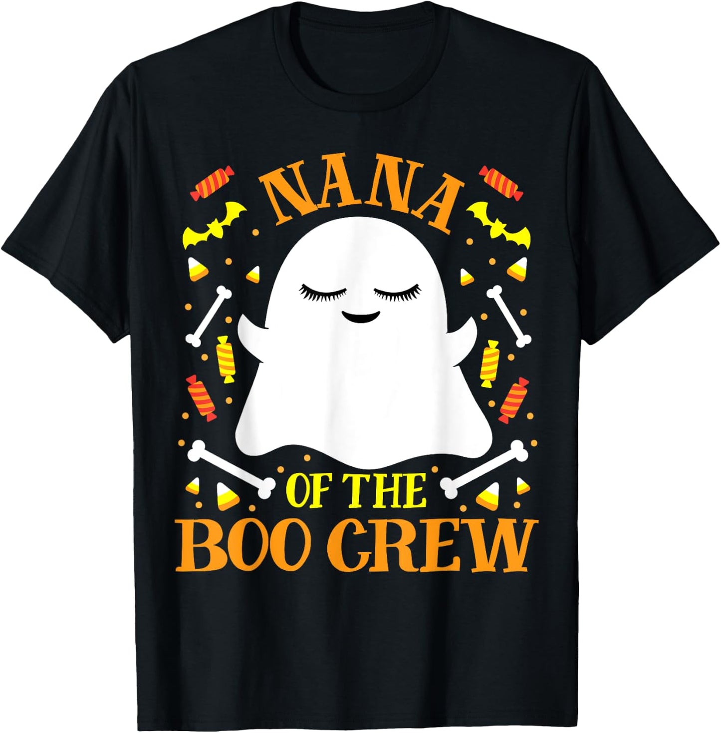 Nana Boo Crew Ghost Matching Family Set Grandma Halloween T-Shirt - T-Shirt | Black