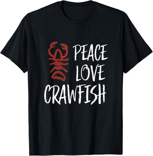 Peace Love King Boil Crawfish Crayfish Lobster Shirt T-Shirt - T-Shirt | Black