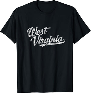 West Virginia WV Vintage Sports Script Retro T-Shirt - T-Shirt | Black