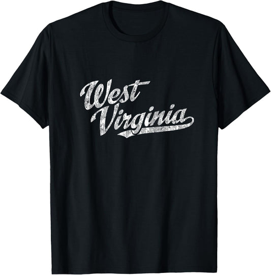 West Virginia WV Vintage Sports Script Retro T-Shirt - T-Shirt | Black
