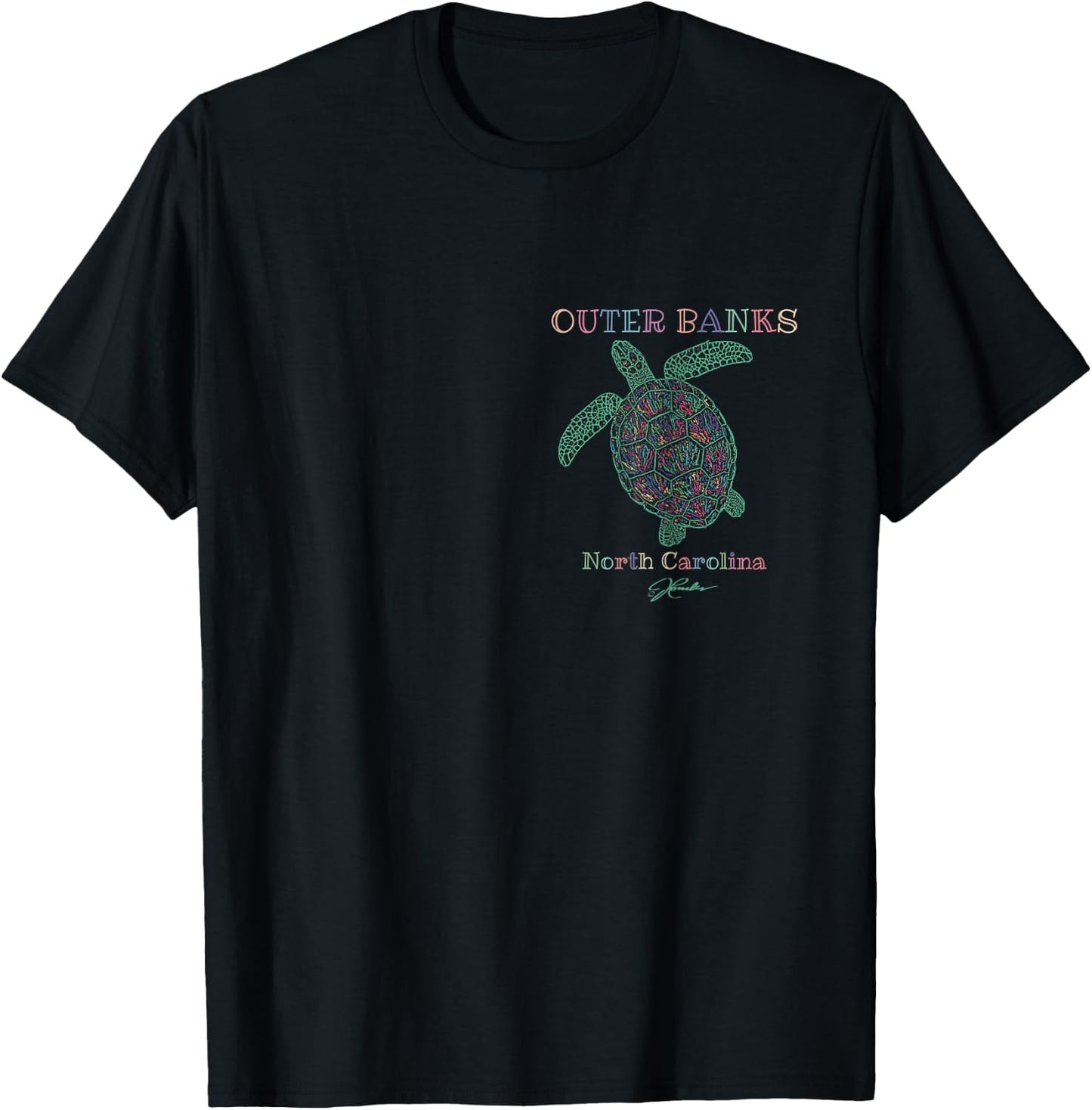 JCombs: Outer Banks, NC, Sea Turtle (2-Sided) T-Shirt - T-Shirt | Black