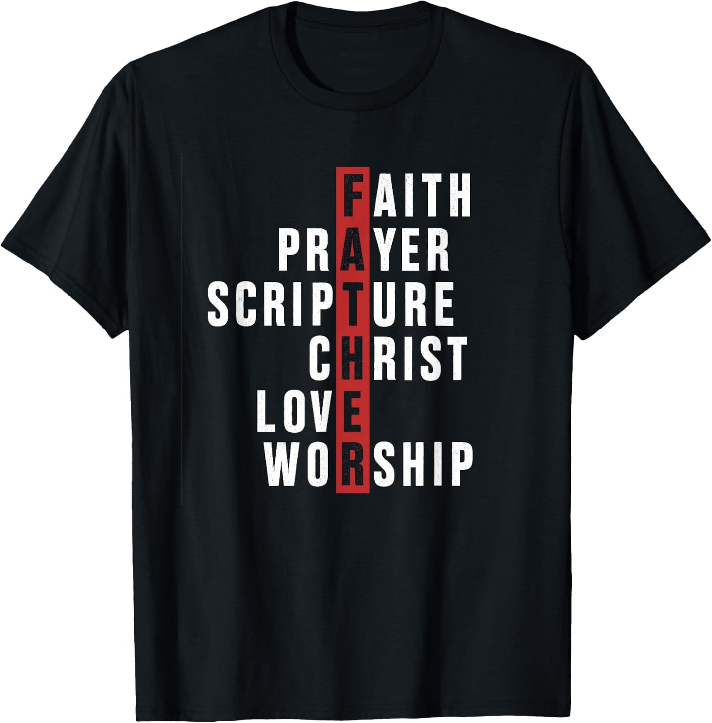 Faith Prayer Scripture Christian Fathers Day Church Men T-Shirt - T-Shirt | Black