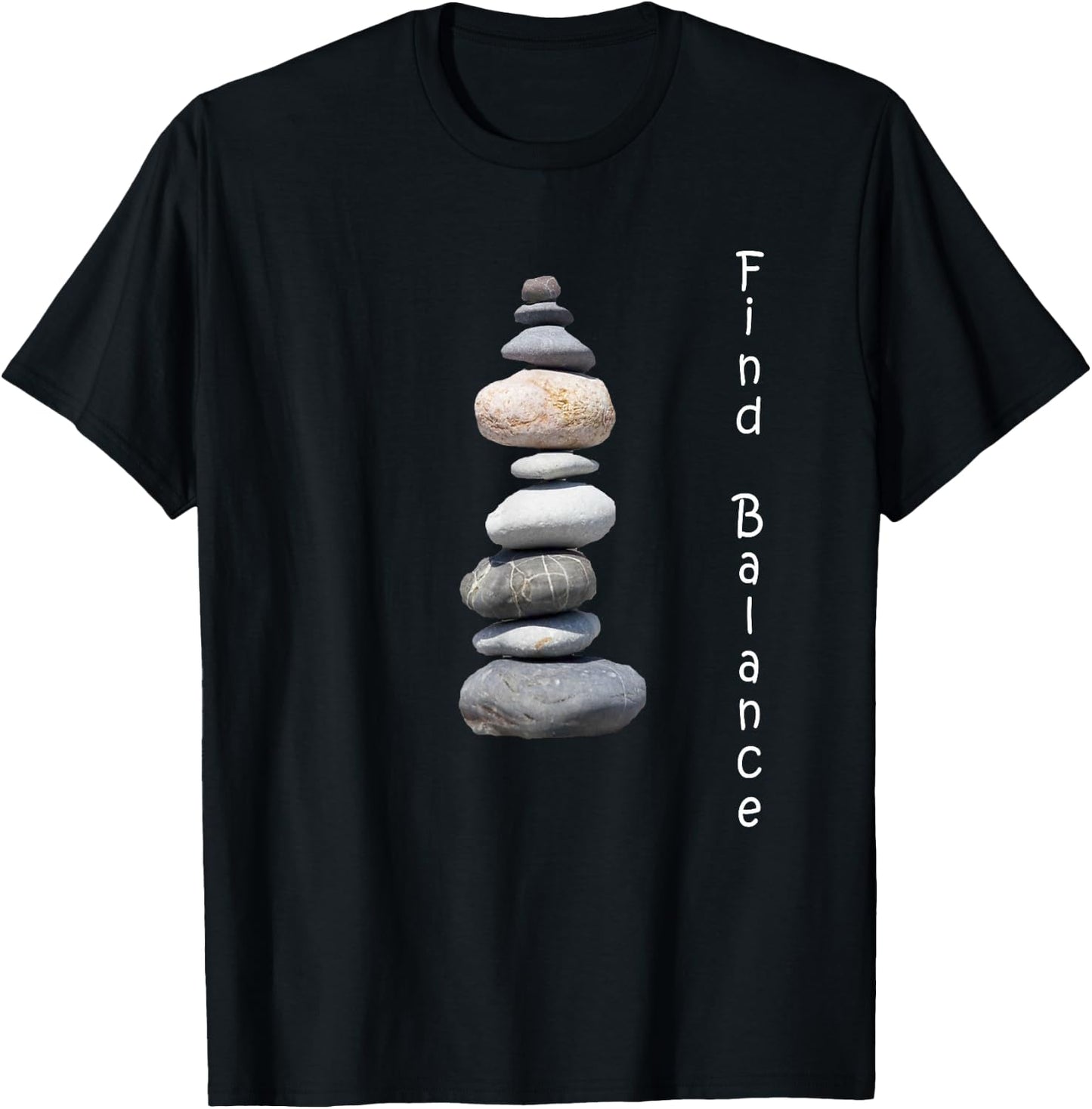 Rock Stacking Shirt Find Balance Nature Cairn T-Shirt - T-Shirt | Black