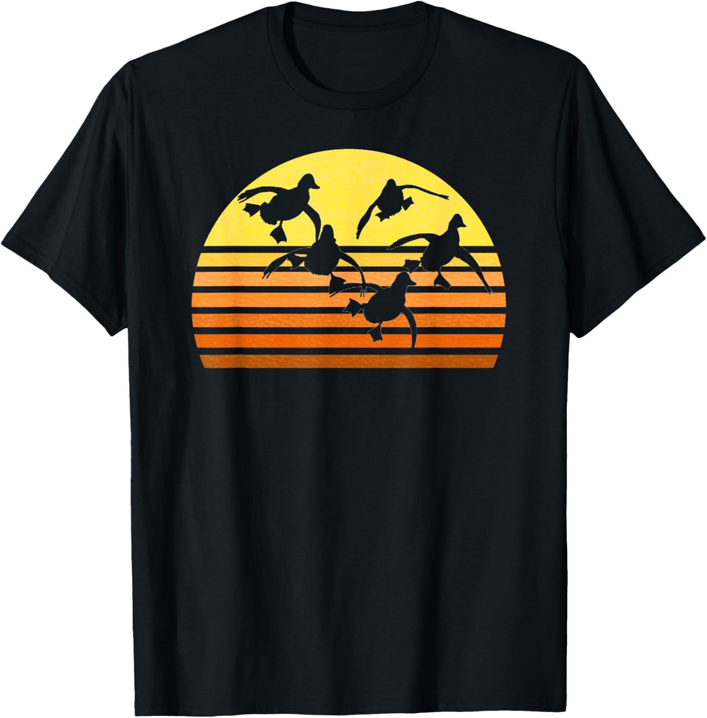 Duck Whisperer Fall Hunter Retro Sun Ducks Autumn Sky Gift T-Shirt - T-Shirt | Black