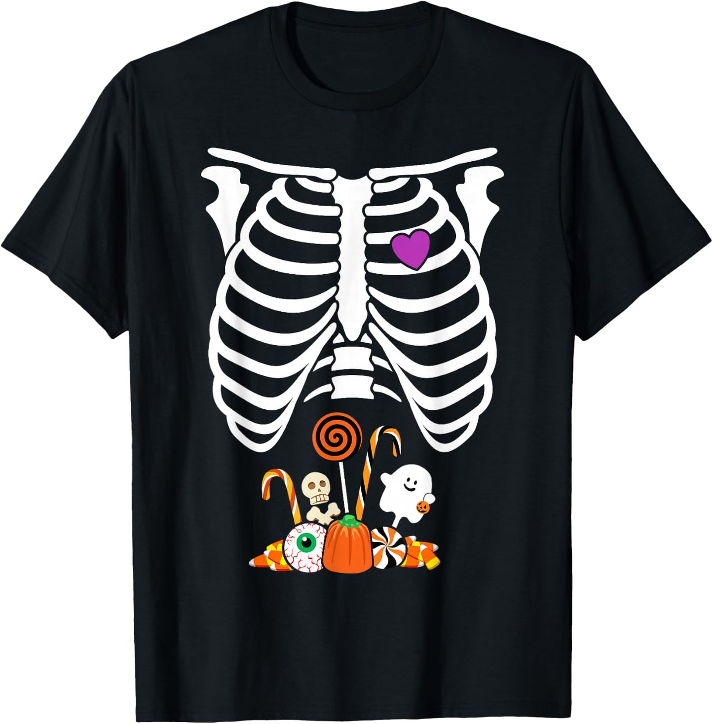 Halloween Candy Skeleton Rib Cage X-Ray Funny T-Shirt - T-Shirt | Black