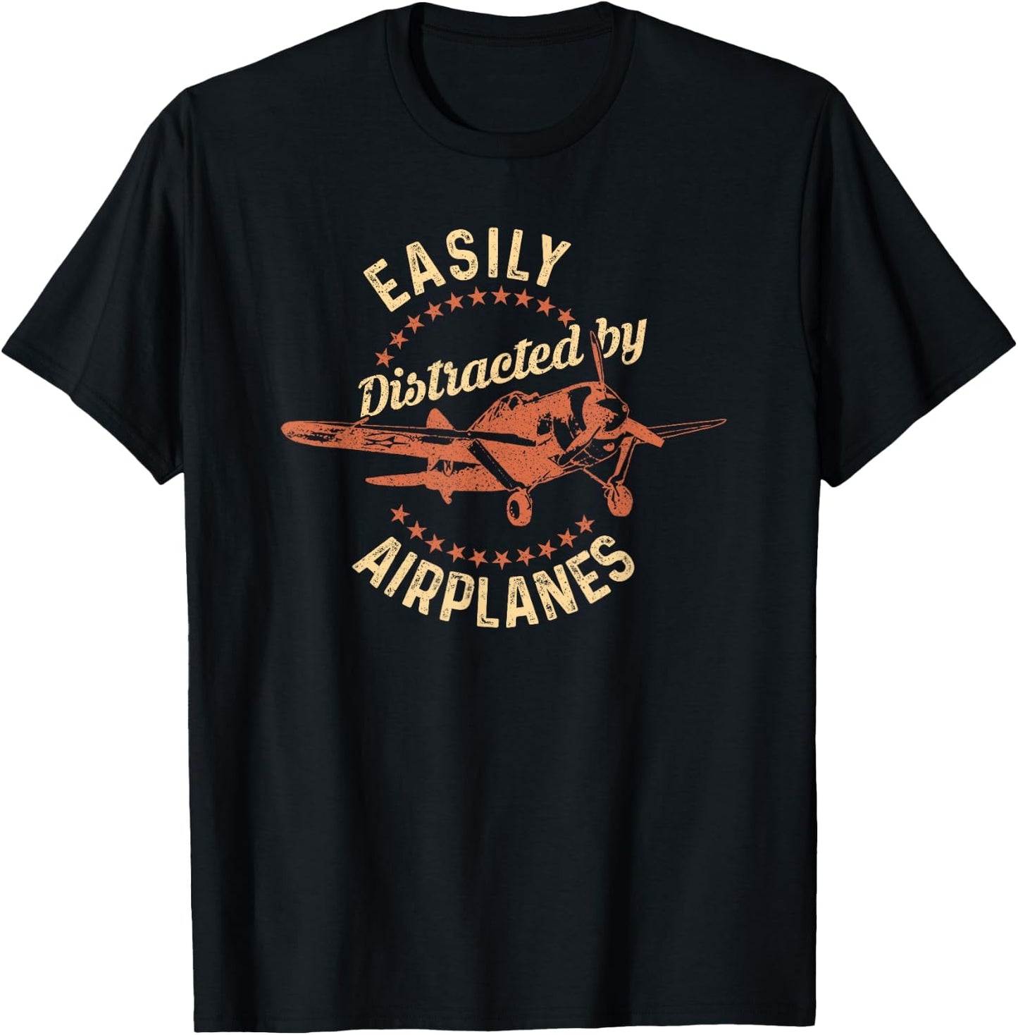 Easily Distracted by Airplanes T-Shirt - T-Shirt | Black