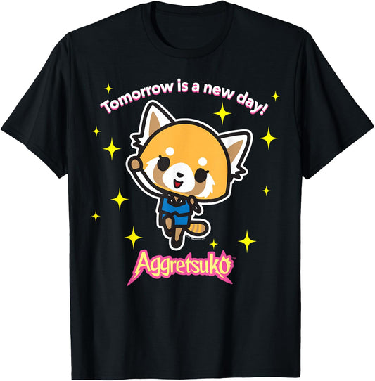 Aggretsuko "Tomorrow is a New Day" Shirt T-Shirt - T-Shirt | Black