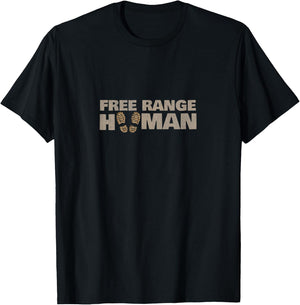 Free Range Human Travel Camping RV Hiking Gift T-Shirt - T-Shirt | Black