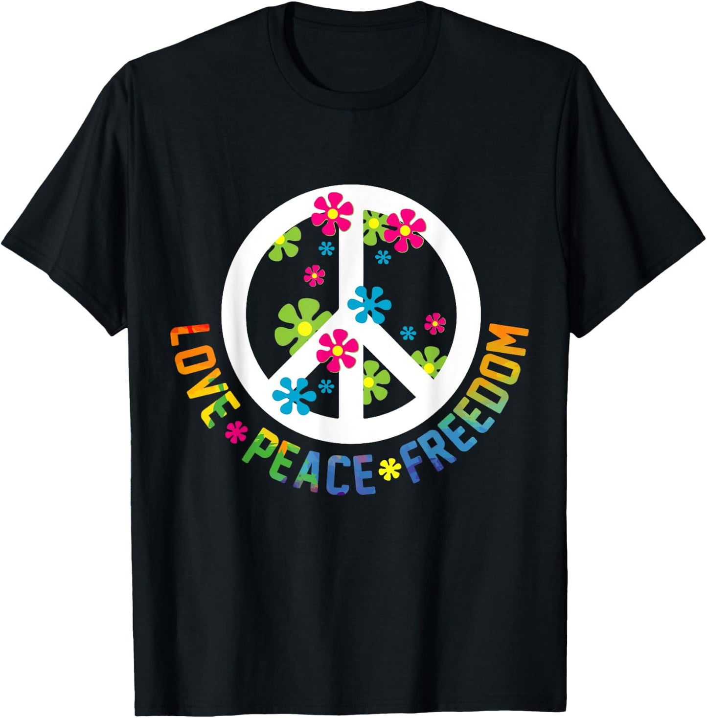 Peace Love Hippie Costume Tie Die 60s 70s Yoga Outfit Gift T-Shirt - T-Shirt | Black