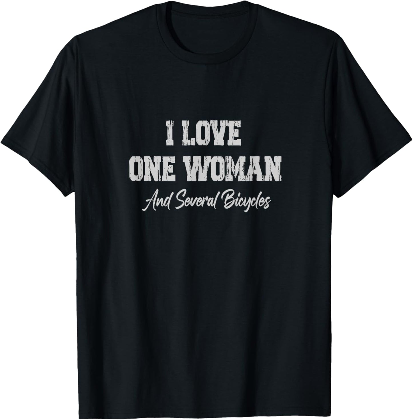 Love One Woman & Several Bicycles Funny T-Shirt - T-Shirt | Black