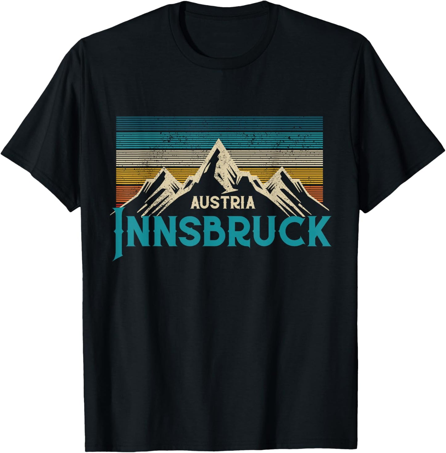 Innsbruck Austria Vintage Mountains Alps Ski Souvenir T-Shirt - T-Shirt | Black