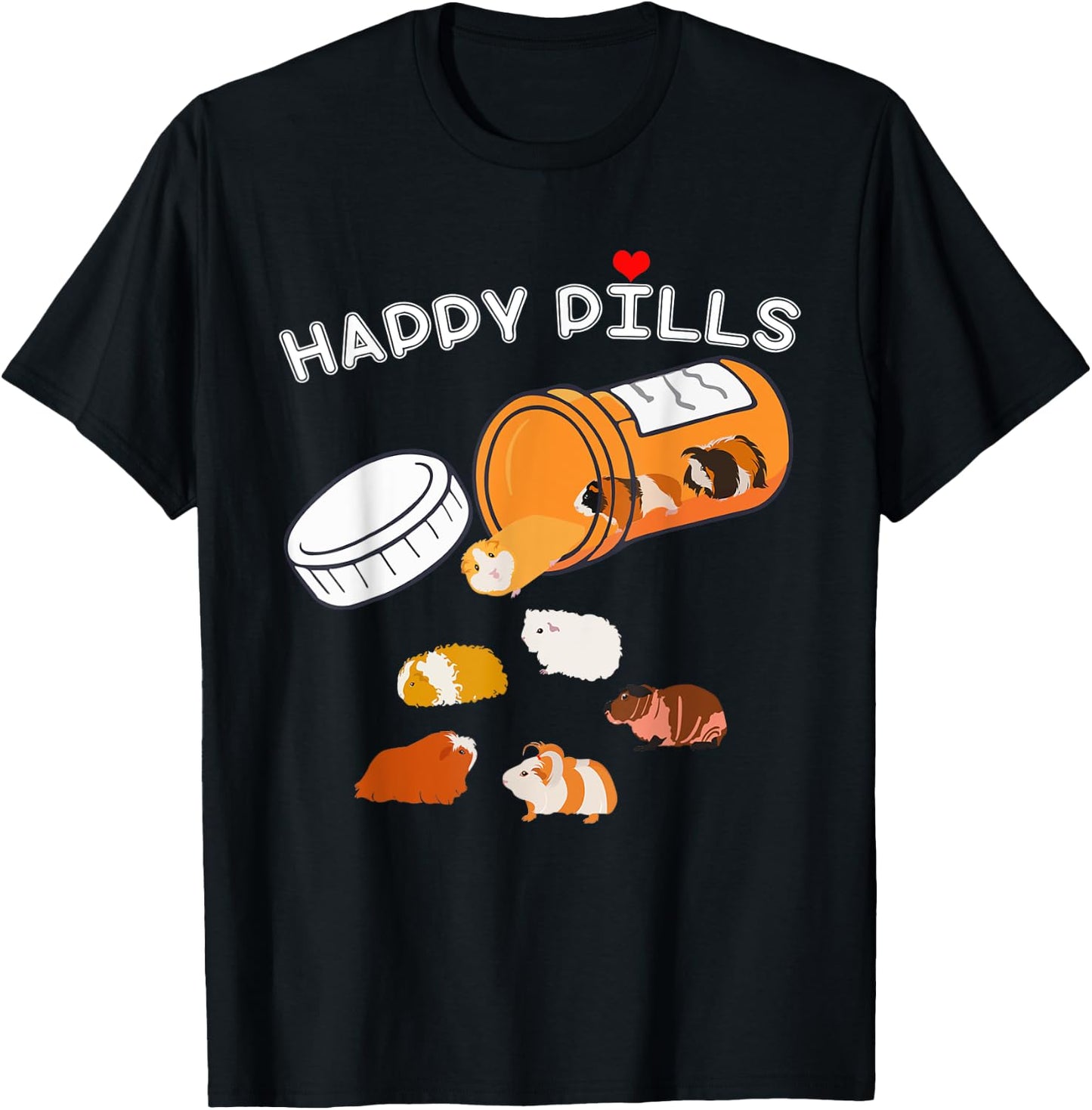 Happy Pill Guinea Pig T-Shirt - T-Shirt | Black