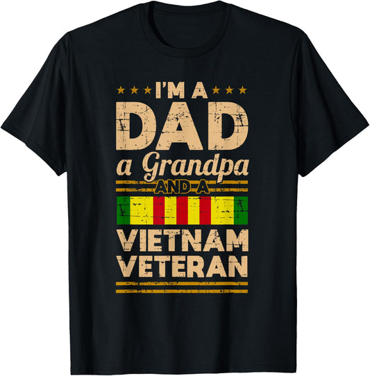 Dad Grandpa Vietnam Veteran Vintage Shirt Men's Gift T-Shirt - T-Shirt | Black