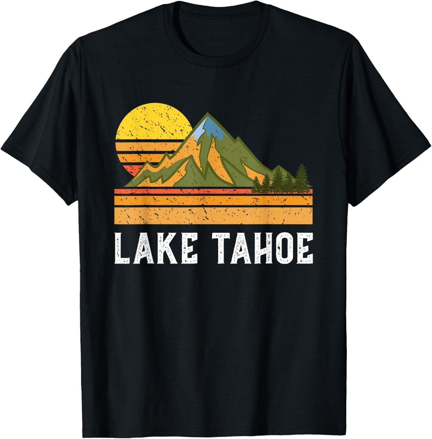 Mountain Sunset Vacation Gift- Lake Tahoe T-Shirt - T-Shirt | Black