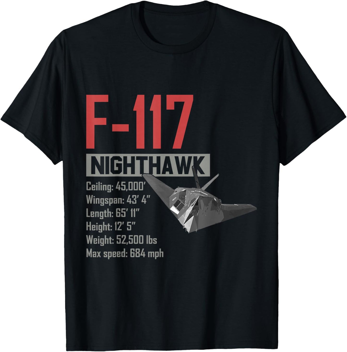 American Camouflage Bomber F117 Nighthawk T-Shirt - T-Shirt | Black