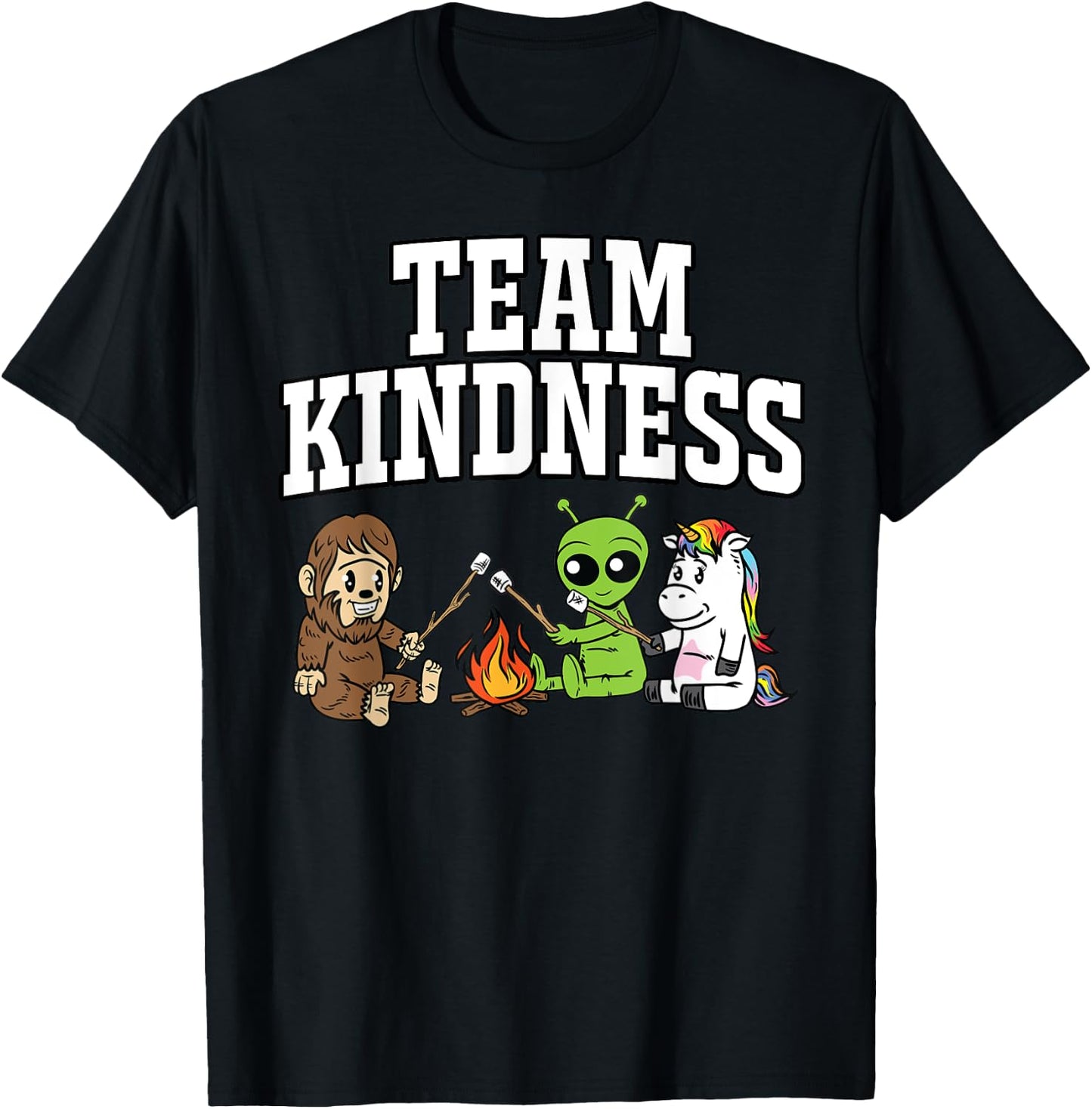 Team Kindness Sasquatch Alien Unicorn Teacher Shirt Gift Men Women Kids T-Shirt - T-Shirt | Black
