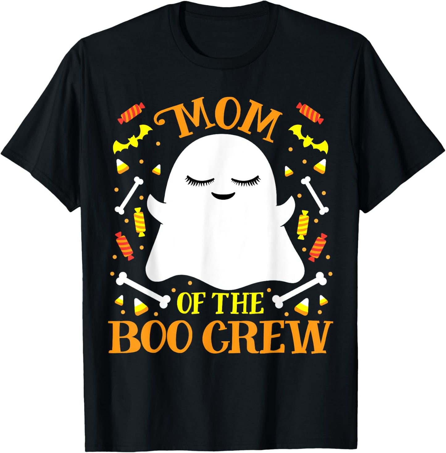 Mom Boo Crew Ghost Matching Family Set Mommy Halloween T-Shirt - T-Shirt | Black