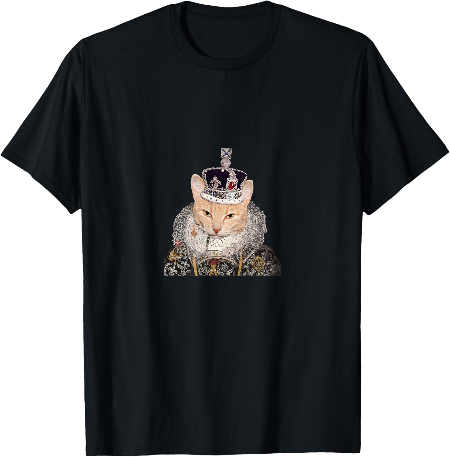 Tudor Cat With Crown Shirt Men Women Girls Kids T-Shirt - T-Shirt | Black