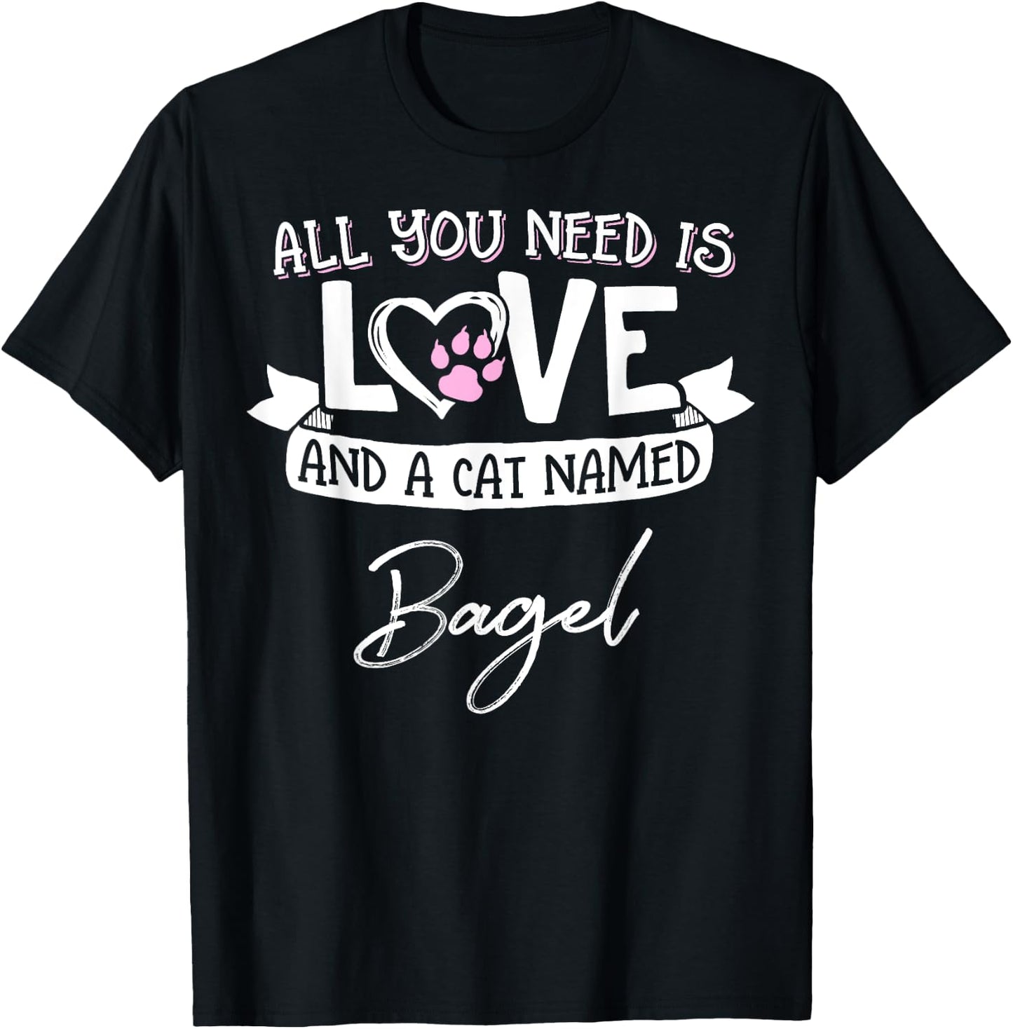 Cute Cat Named Bagel Shirt and Girls T-Shirt - T-Shirt | Black