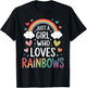 Just a Girl Who Loves Rainbows Colorful Heart Kids Girls T-Shirt - T-Shirt | Black