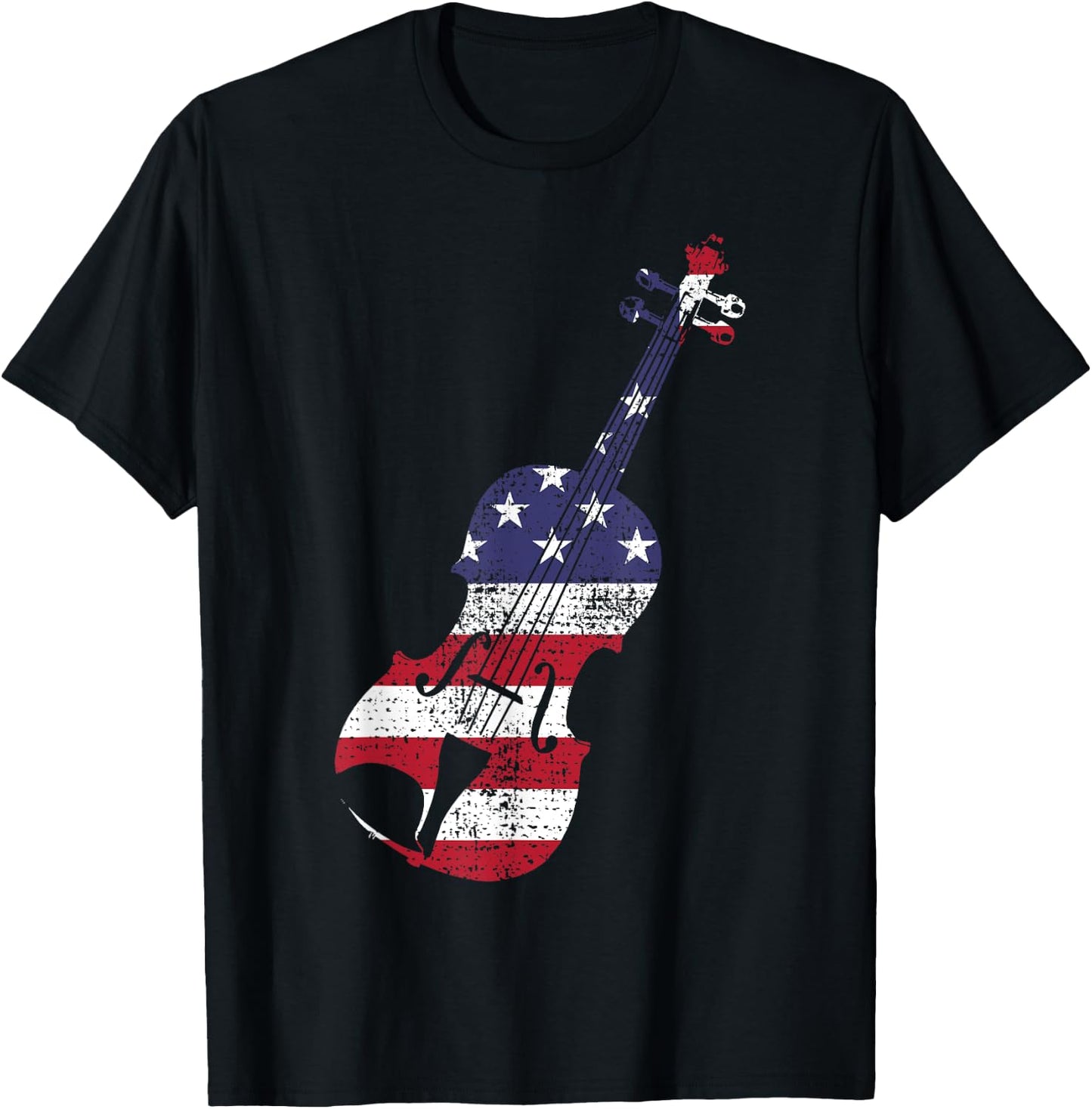 Violin USA Flag America Music Teacher Kids Men T-Shirt - T-Shirt | Black