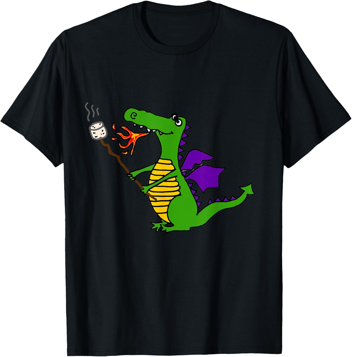 Smiletodaytees Funny Dragon Roasting Marshmallows T-Shirt - T-Shirt | Black