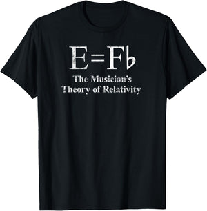 Funny Musician, E equals F Flat, Theory Of Relativity Joke T-Shirt - T-Shirt | Black