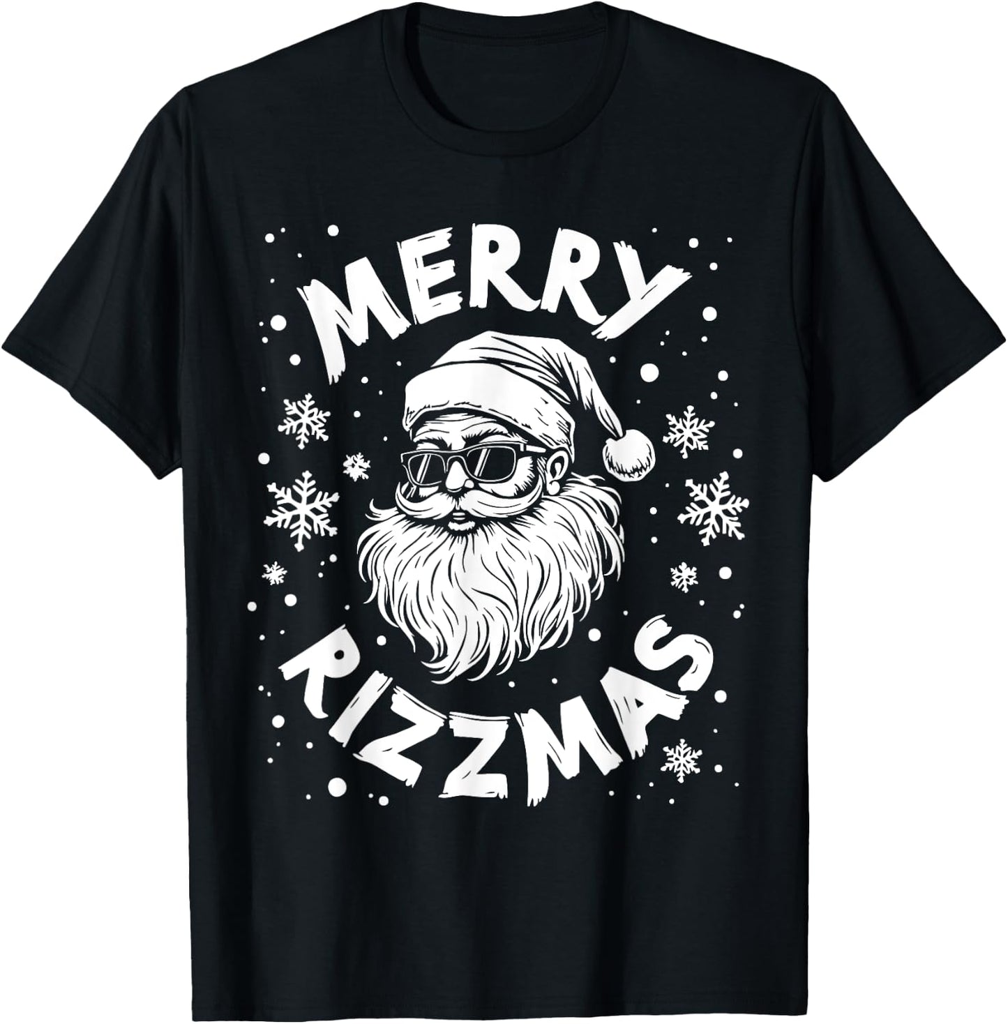 Merry Rizzmas Kids Teens School Funny Christmas Santa Claus T-Shirt - T-Shirt | Black