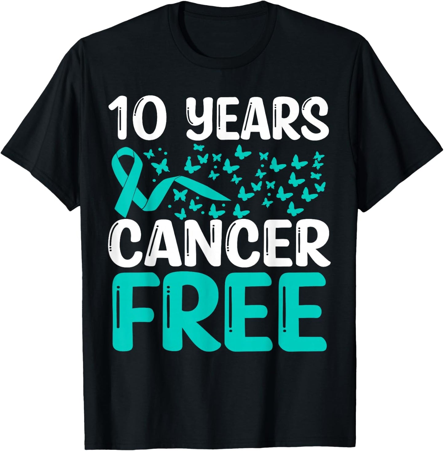 10 Years Cervical Cancer Free Cancer Survivor Awareness T-Shirt - T-Shirt | Black