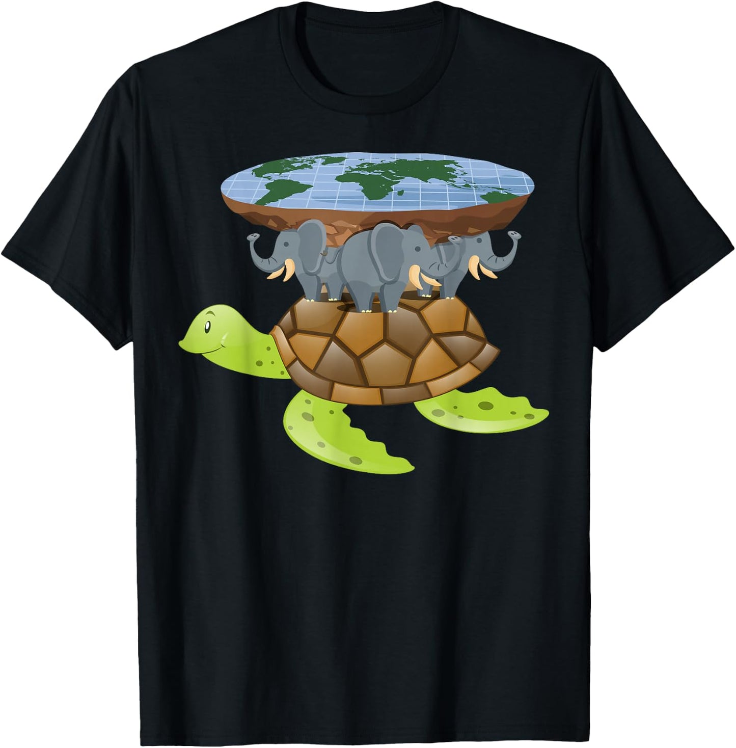 Flat Earth Turtle Disk World Gift Design Idea T-Shirt - T-Shirt | Black