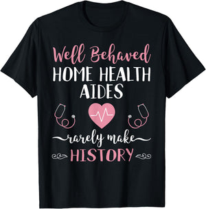Funny Home Health Aide HHA Gift Heartbeat Stethoscope T-Shirt - T-Shirt | Black