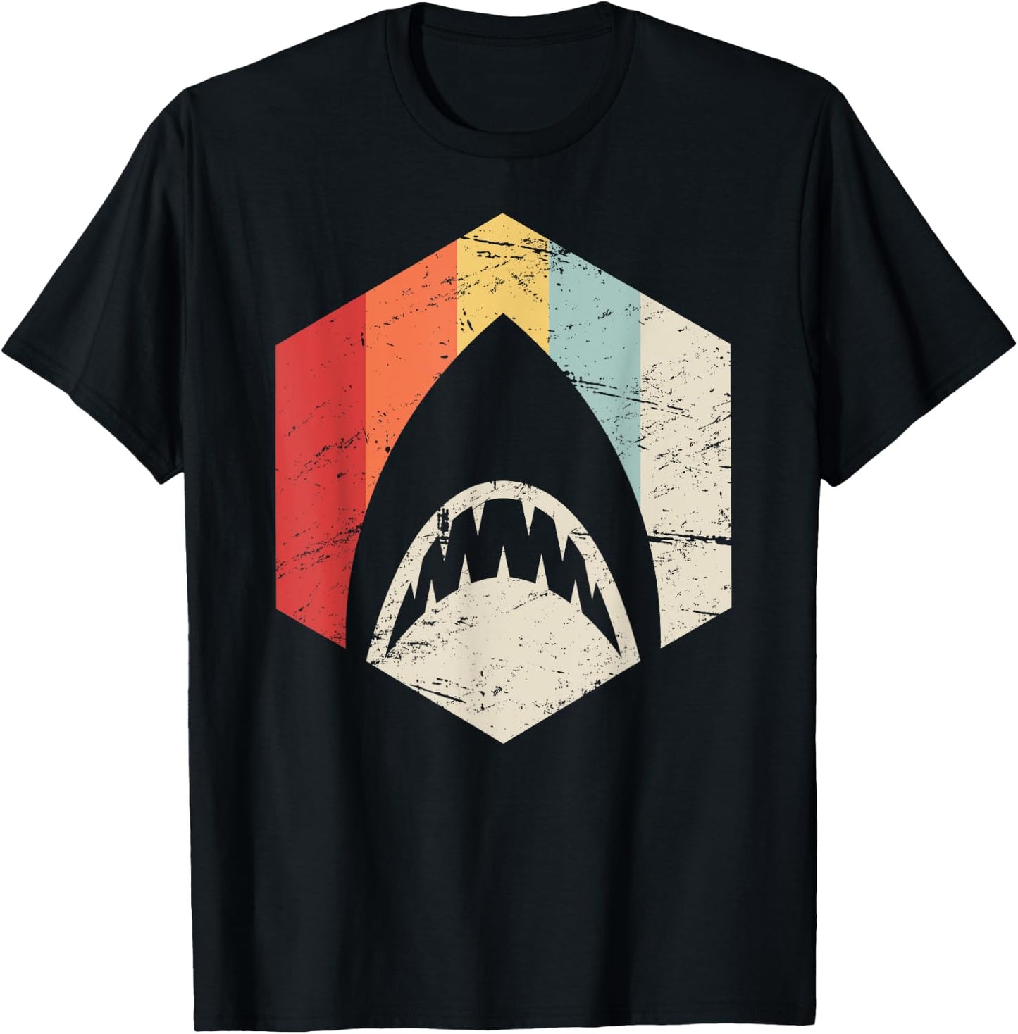 Retro Great White Shark T-Shirt - T-Shirt | Black