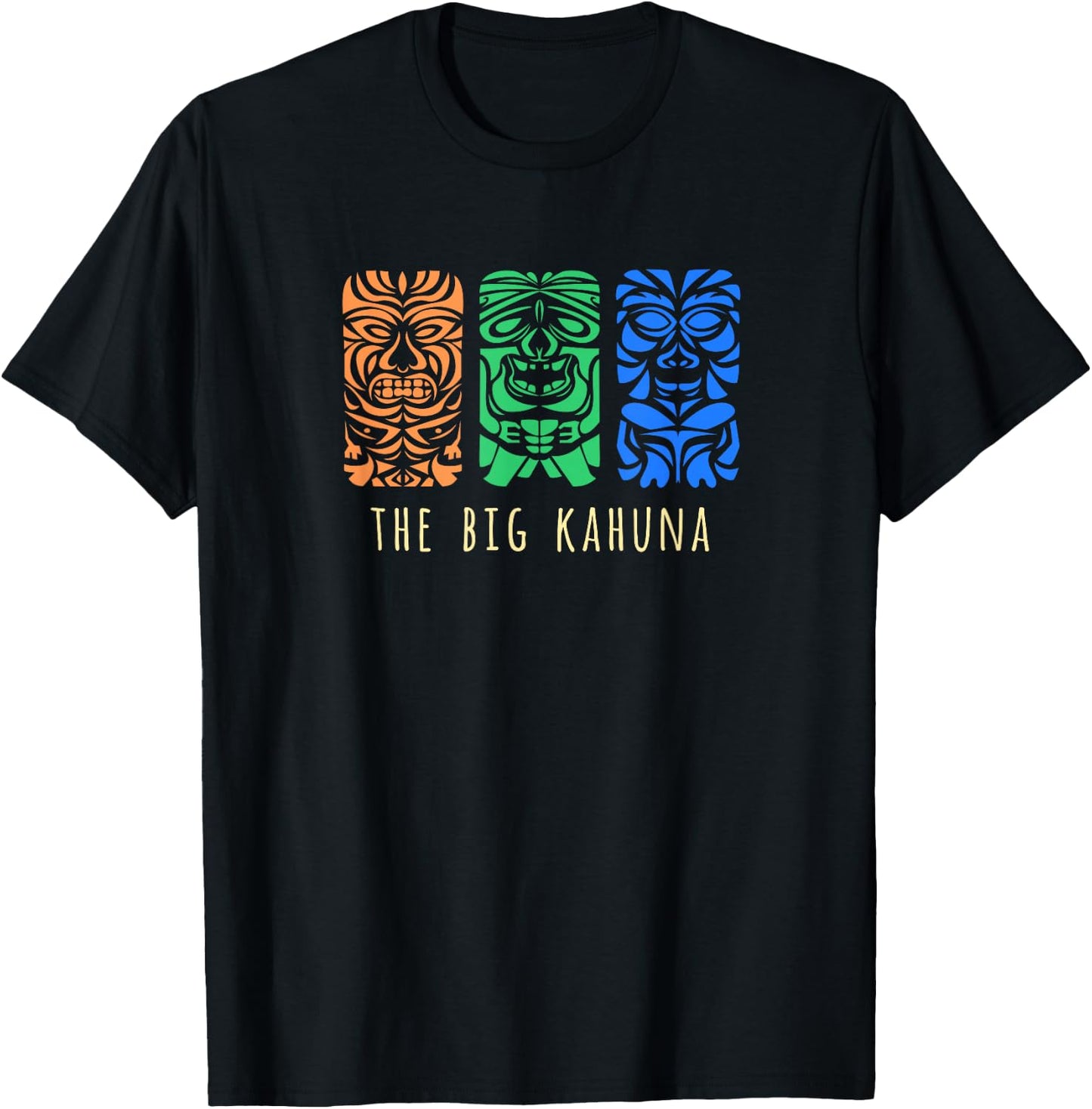 Hawaii Tiki Polynesian Big Kahuna Surfer Retro Hawaiian T-Shirt - T-Shirt | Black