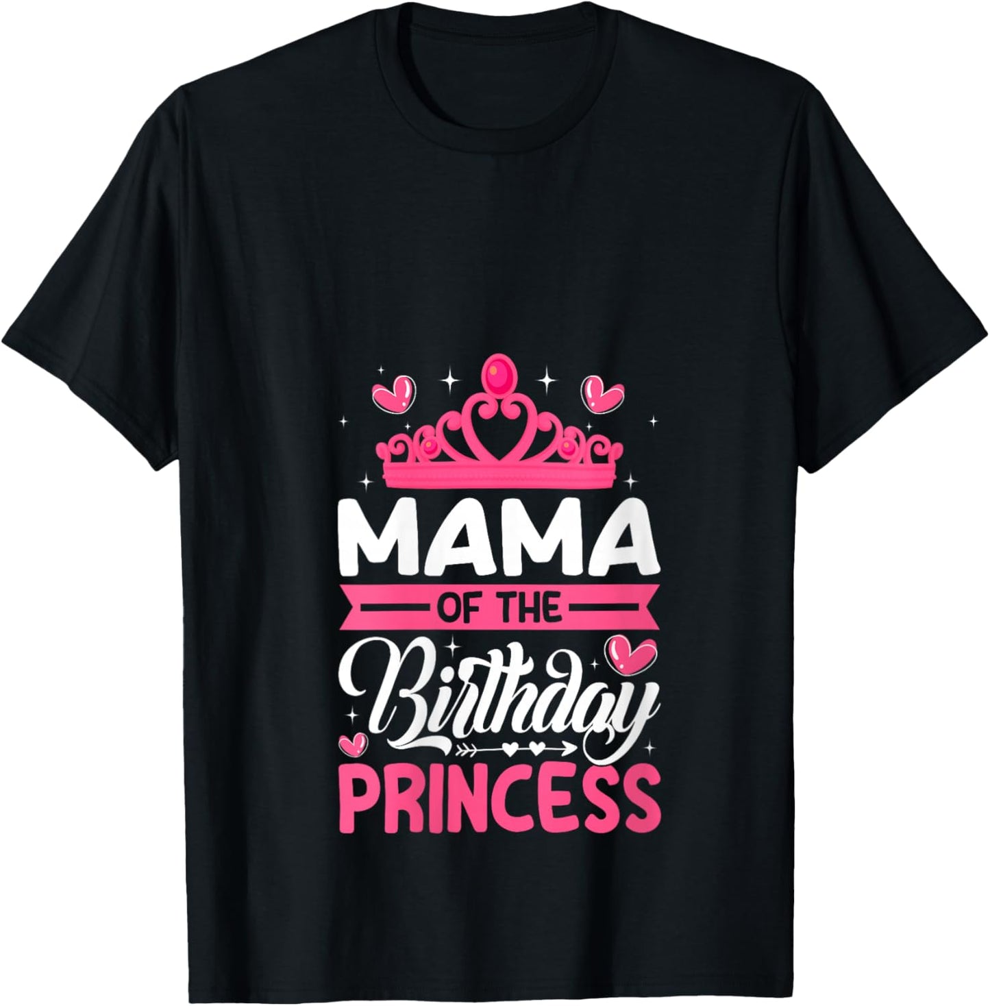 Women's Mama of The Birthday Princess Birthday Girl Party Family V-Neck T-Shirt - T-Shirt | Black