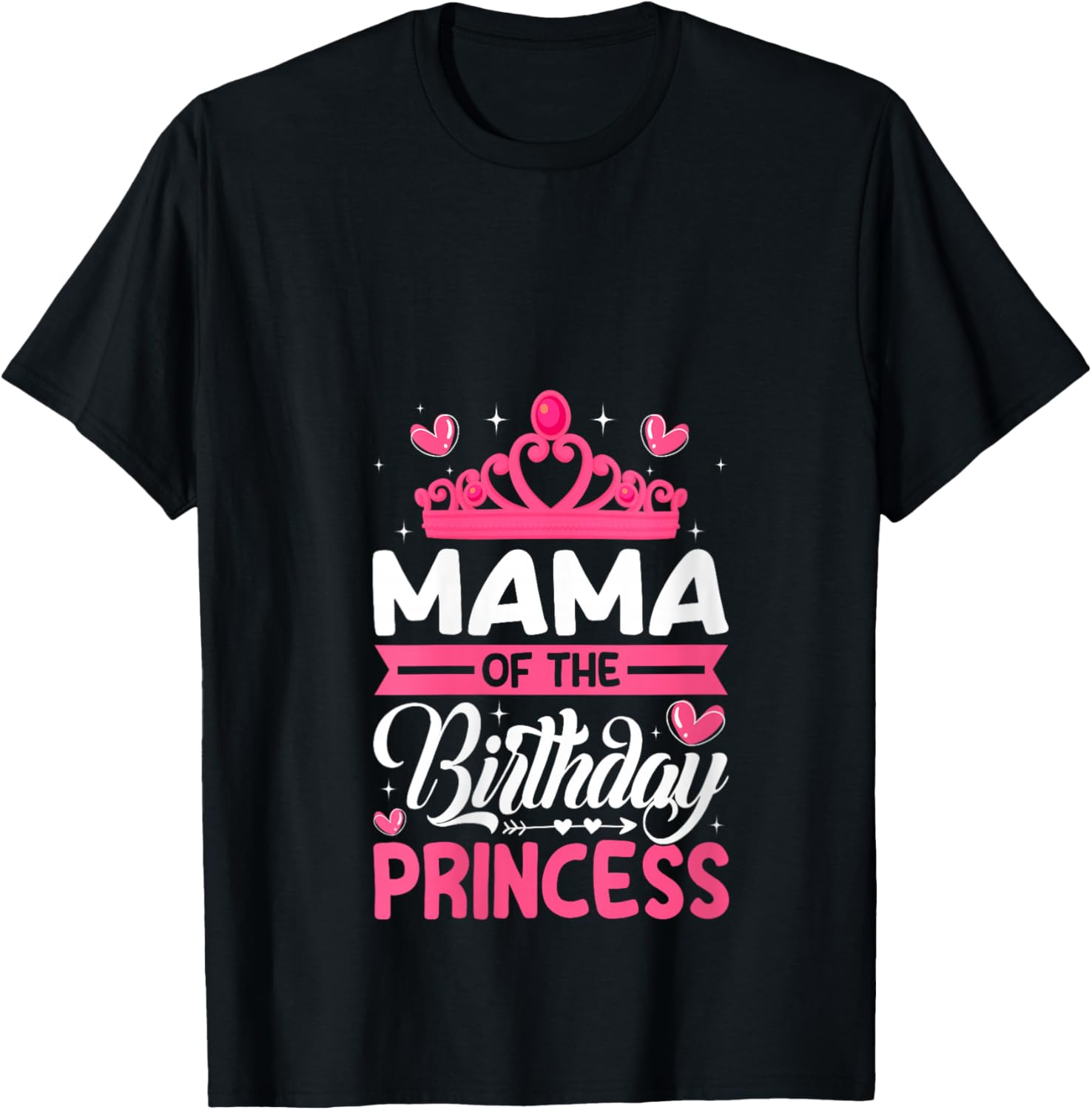 Women's Mama of The Birthday Princess Birthday Girl Party Family V-Neck T-Shirt - T-Shirt | Black
