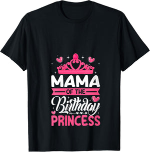 Women's Mama of The Birthday Princess Birthday Girl Party Family V-Neck T-Shirt - T-Shirt | Black