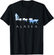 Alaska Sled Dogs Mushing - Sled Dog Team Snow Mountain Scene T-Shirt - T-Shirt | Black