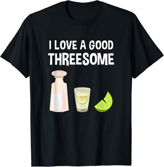 Salt Lime Tequila Threesome Bartender Bar Drink T-Shirt - T-Shirt | Black