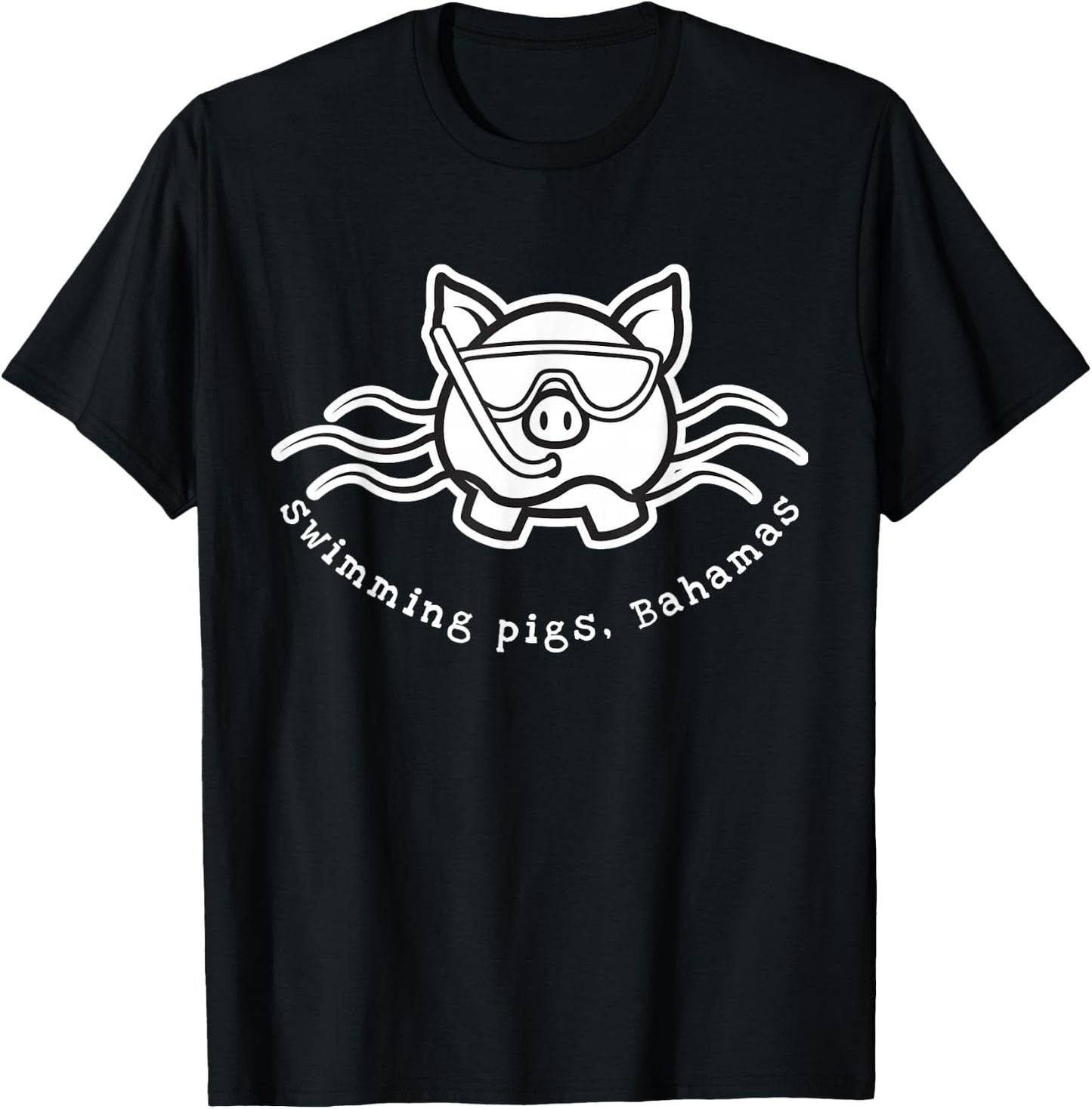 Bahamas Swimming Pig with Mask and Snorkel T-Shirt - T-Shirt | Black