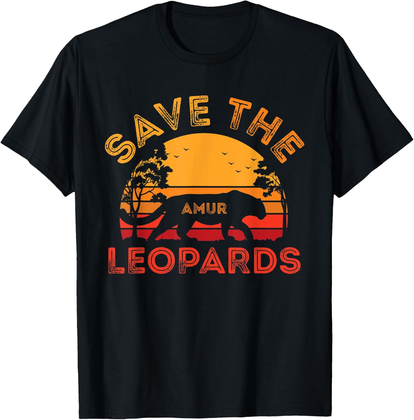 Save the Amur Leopard Shirt Animal Lover Vintage Retro Gift T-Shirt - T-Shirt | Black