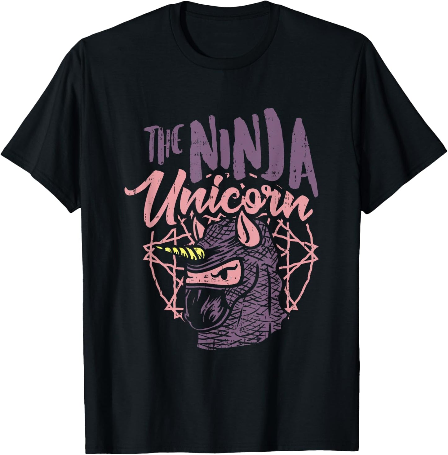 The Ninja Unicorn - Fantasy Assassin with stabbing Horn T-Shirt - T-Shirt | Black