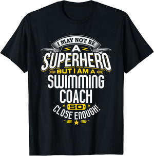 Swimming Coach Gift Superhero Swimming Shirt T-Shirt - T-Shirt | Black