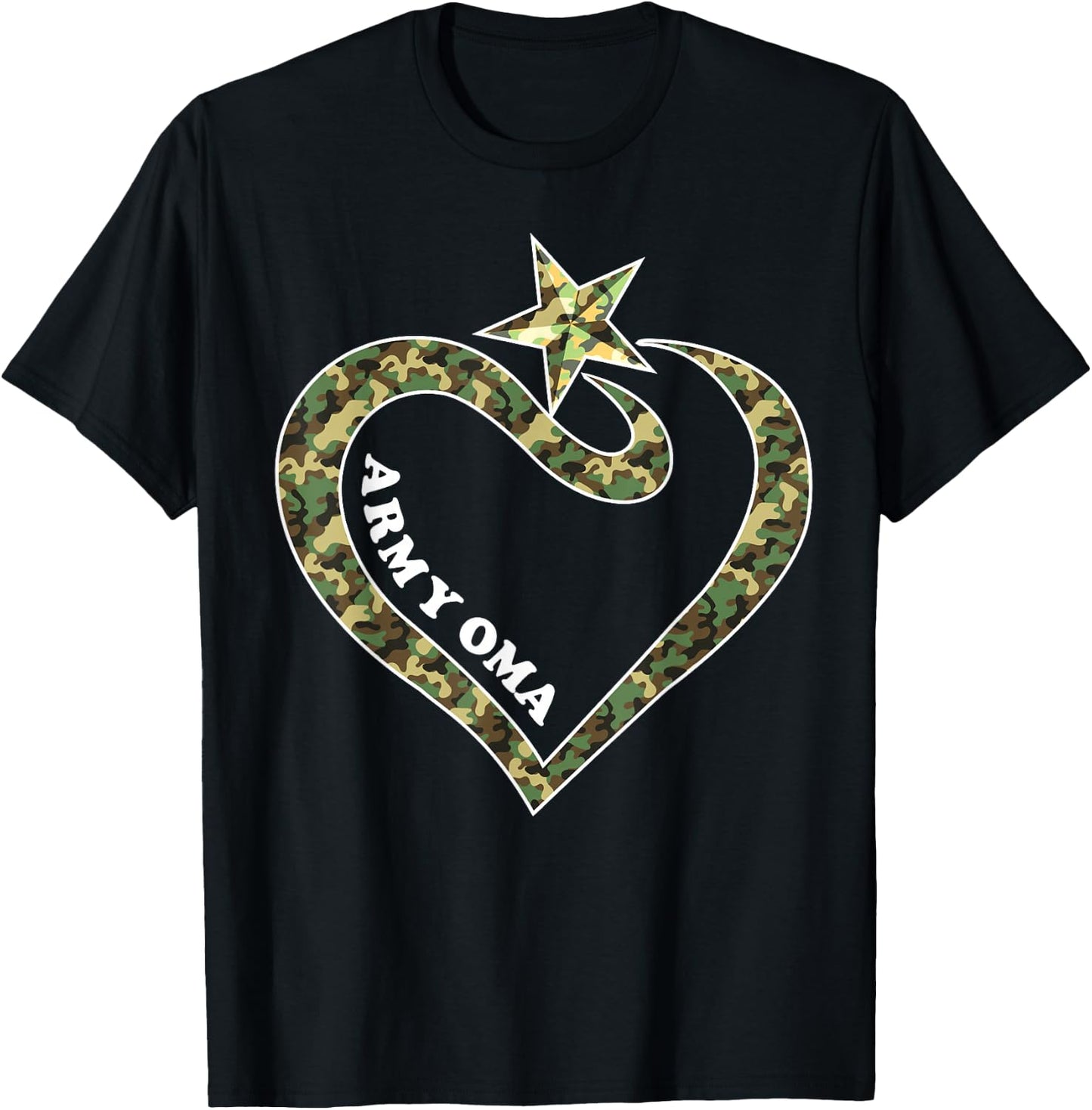 Army Oma With US Star Army Clothes Happy Mother T-Shirt - T-Shirt | Black