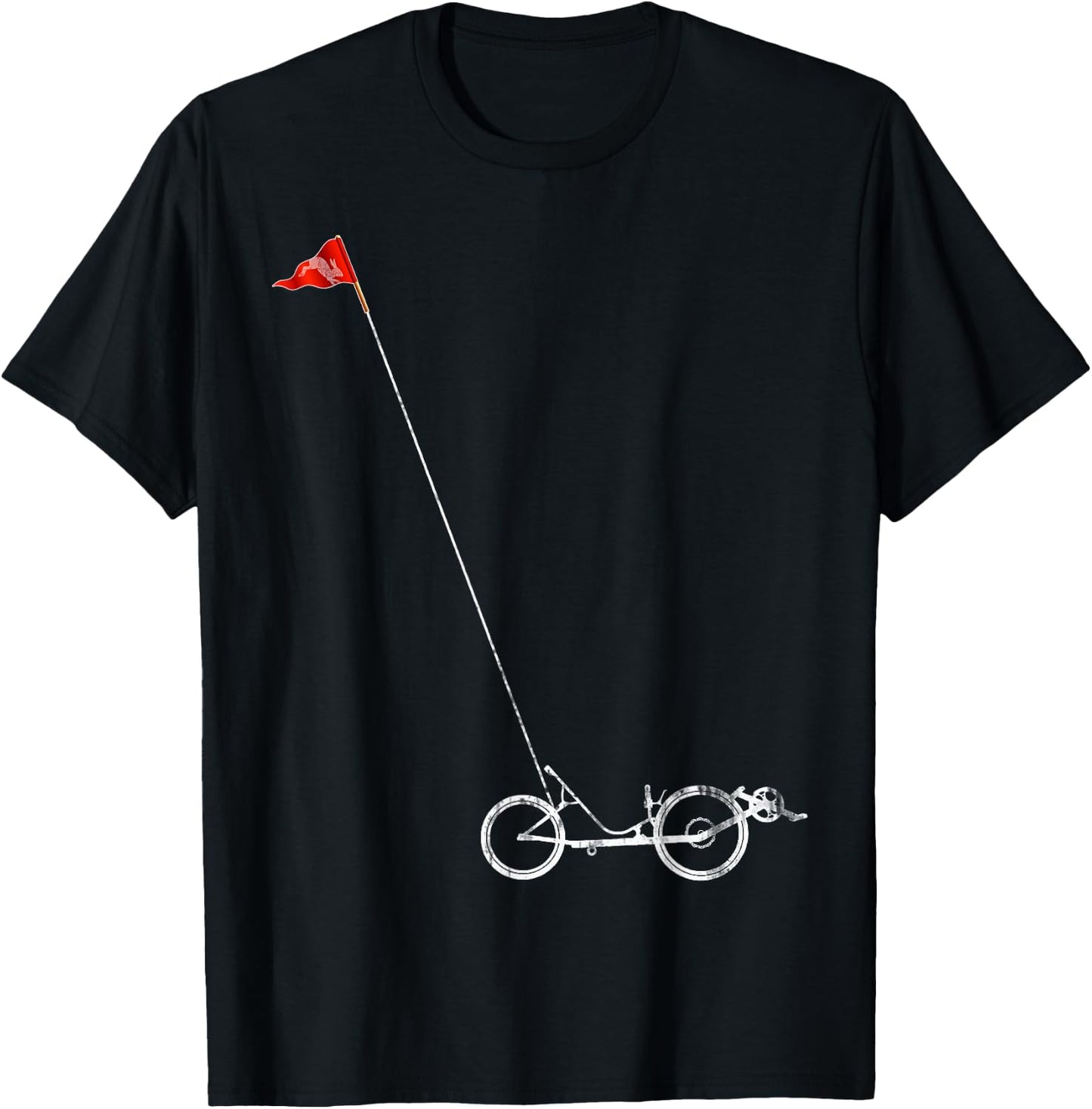 Recumbent Bicycle with Safety Flag T-Shirt - T-Shirt | Black