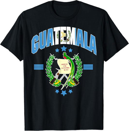 Love Guatemala With Guatemala Flag Quetzal Bird Emblem T-Shirt - T-Shirt | Black